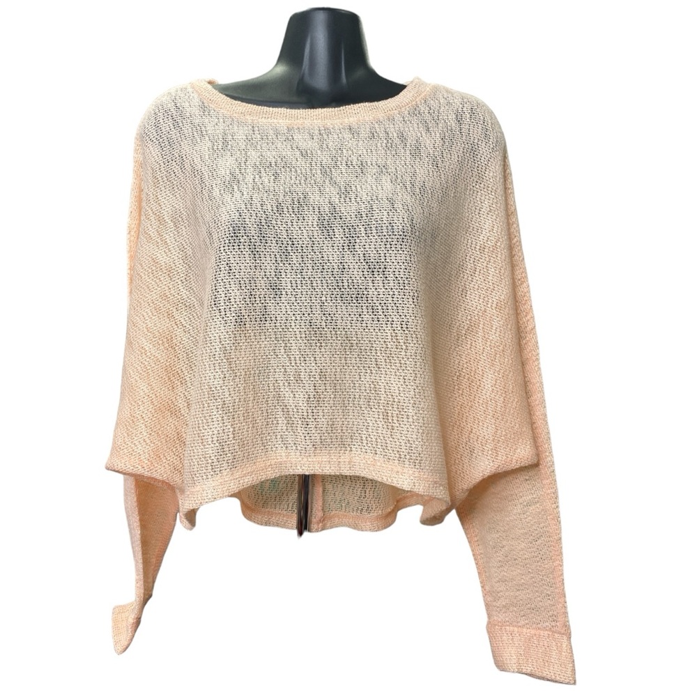 SAVVI NWT Women’s S Pink Tamar Sweater Boxy Crop Top Longsleeve Soft Sheer Knit